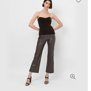 Nanushka |  Zoey Dark Brown High Waist Regenerated Leather Blend Trousers Small